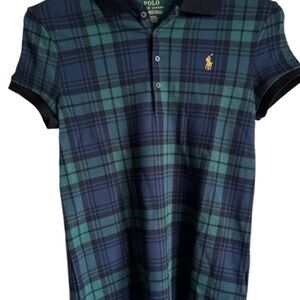 Polo by Ralph Lauren Navy and Green Plaid Short Sleeve Top